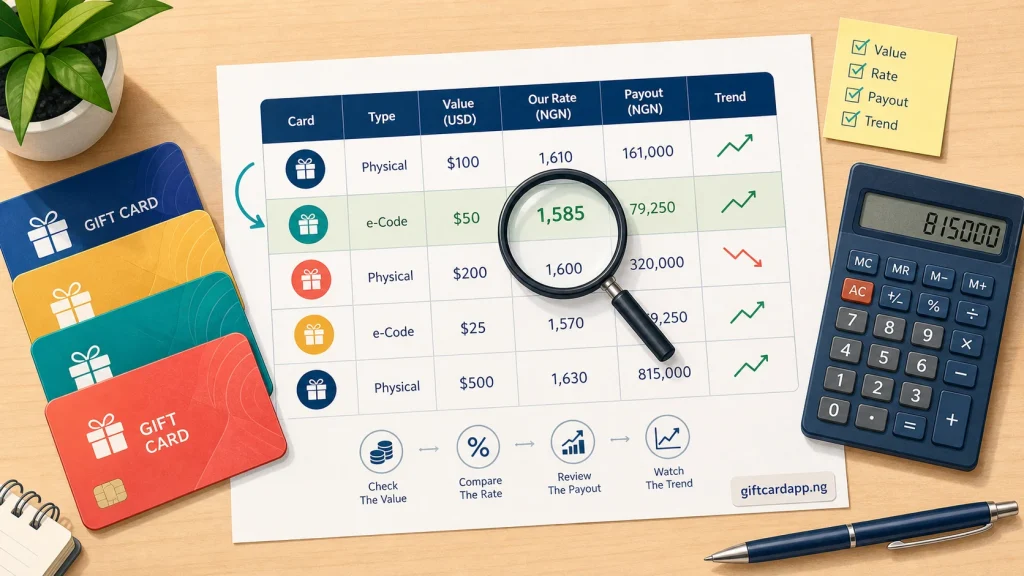 How to Read a Gift Card Rate Table Before You Trade - GiftCardVibe featured image