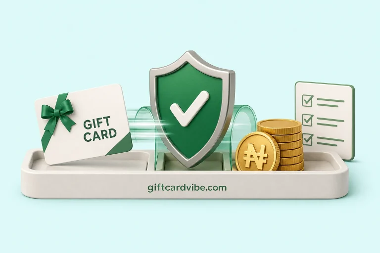 Nigerian gift card seller following a secure step-by-step trading process