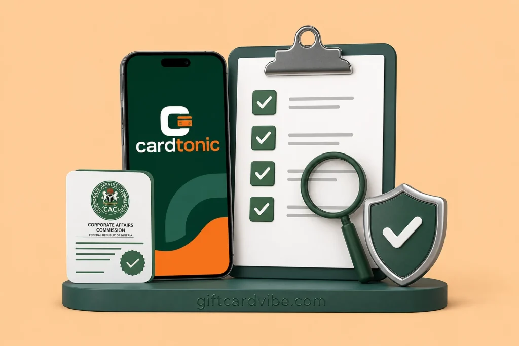 Evidence checklist for reviewing Cardtonic before a Nigerian gift card trade