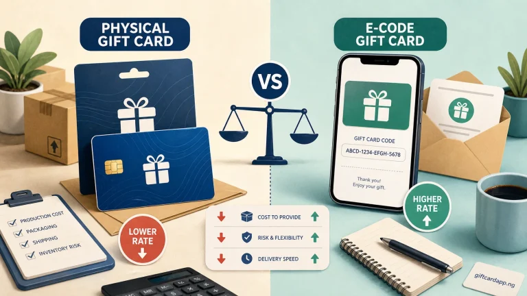 Physical vs E-Code Gift Cards: Why the Rate Is Different - GiftCardVibe featured image